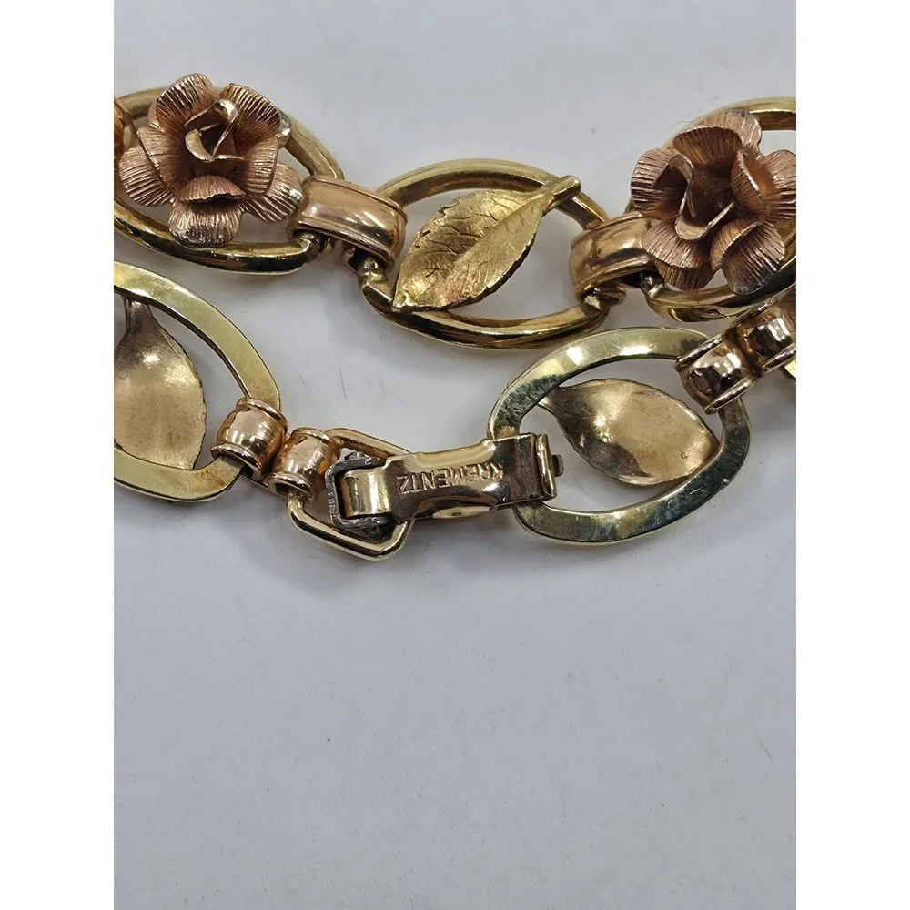 Lot of 7 Gold Tone Bracelets Mesh‎ Buckle Faux Pearl Rose Floral Enamel Bangle